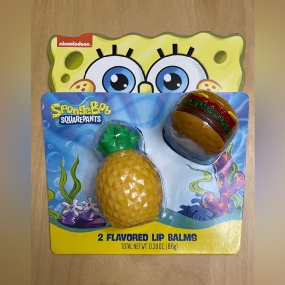 New SpongeBob SquarePants 2 Flavored Lip Balms Pineapple & Hamburger Shaped - Picture 1 of 2